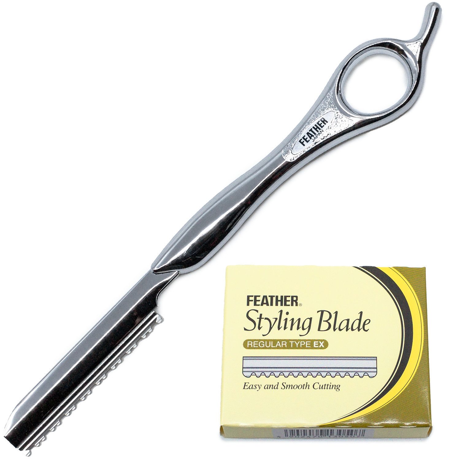 Feather Триммеры Styling Razor Haarmesser silber Klinge Regular Type EX, inkl. 10 Ersatzklingen, wechselbare Klinge