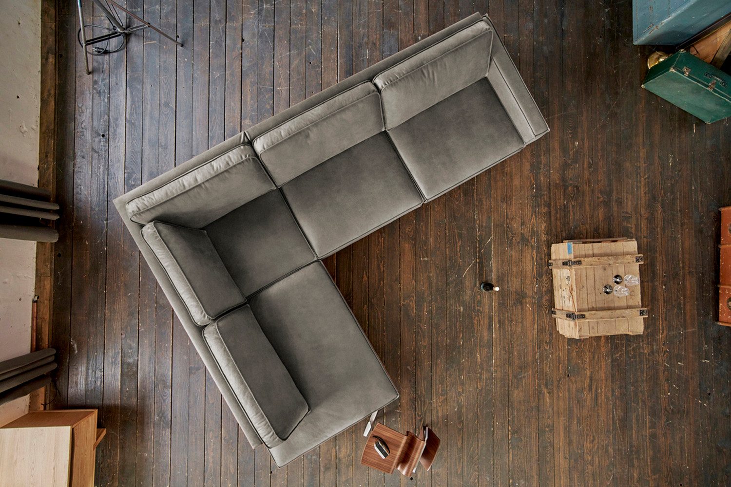 KAWOLA Ecksofa VILNIUS, Couch L-Form mit Recamiere rechts oder links Lederfaserstoff