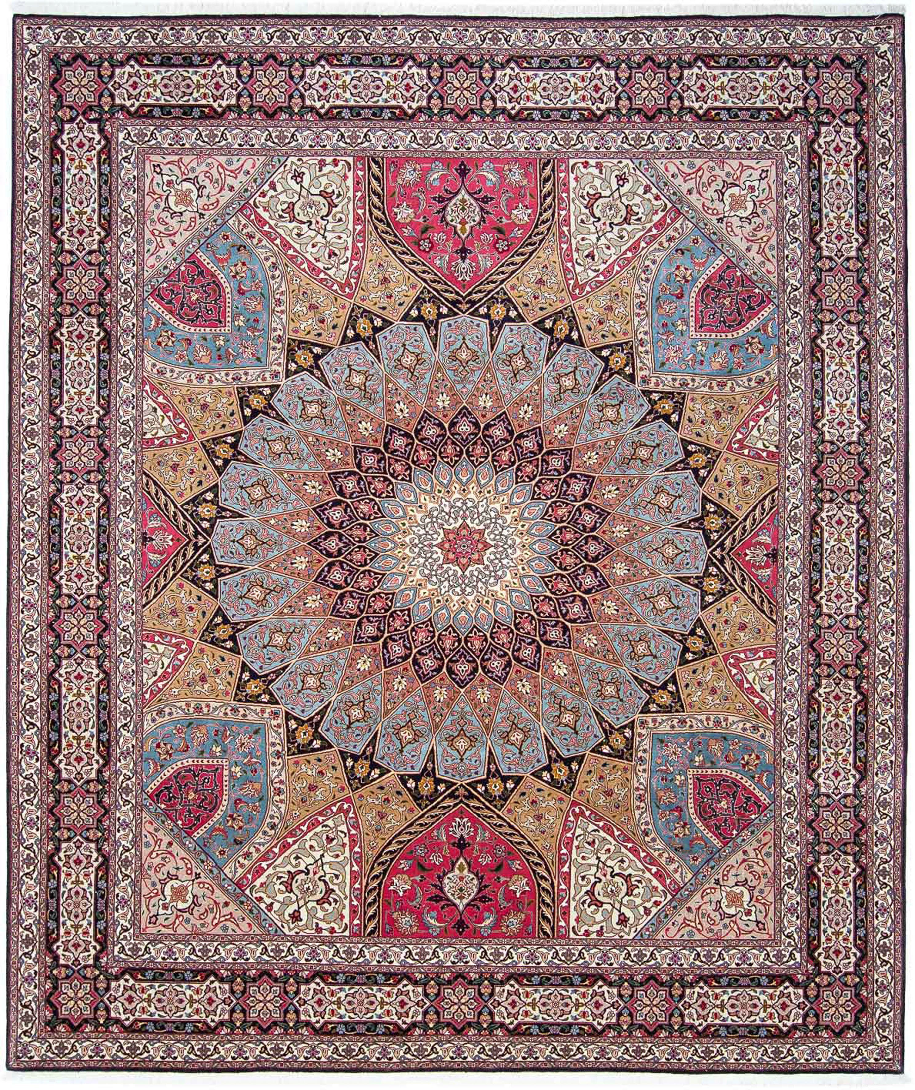 Orientteppich Perser - - Wohnzimmer, mehrfarbig, 255 x rechteckig, Täbriz Handgeknüpft, Royal mit Höhe: mm, Einzelstück - 304 morgenland, Zertifikat 7 - cm