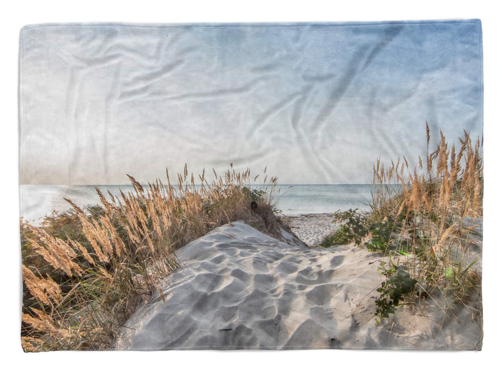 Sinus Art Handtücher Handtuch Strandhandtuch Saunatuch Kuscheldecke mit Fotomotiv Sand Strand Ostsee, Baumwolle-Polyester-Mix (1-St), Handtuch