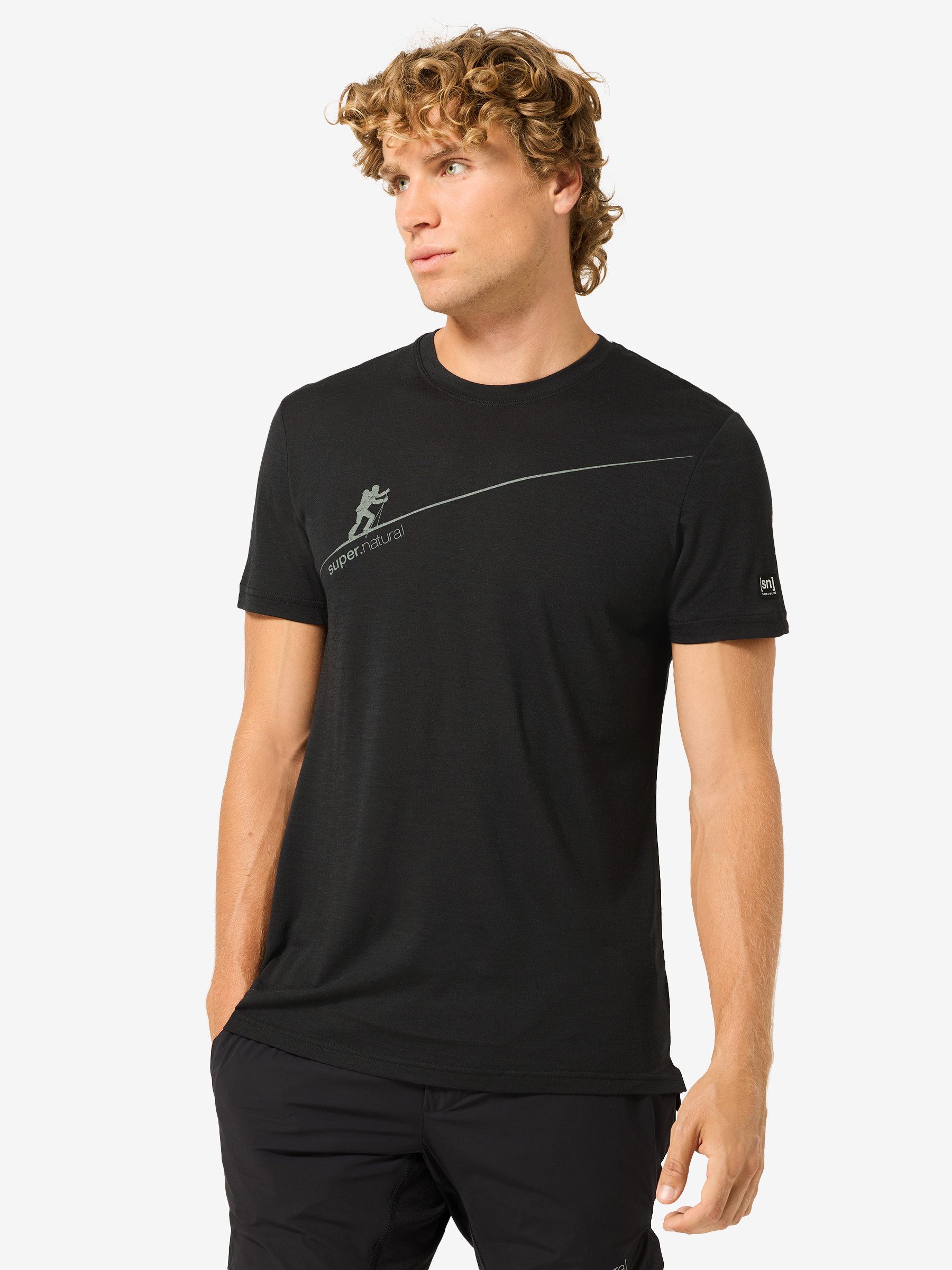 SUPER.NATURAL T-Shirt Merino T-Shirt M HAUTE ROUTE TEE mit Berg-Motiv, atmungsaktiv