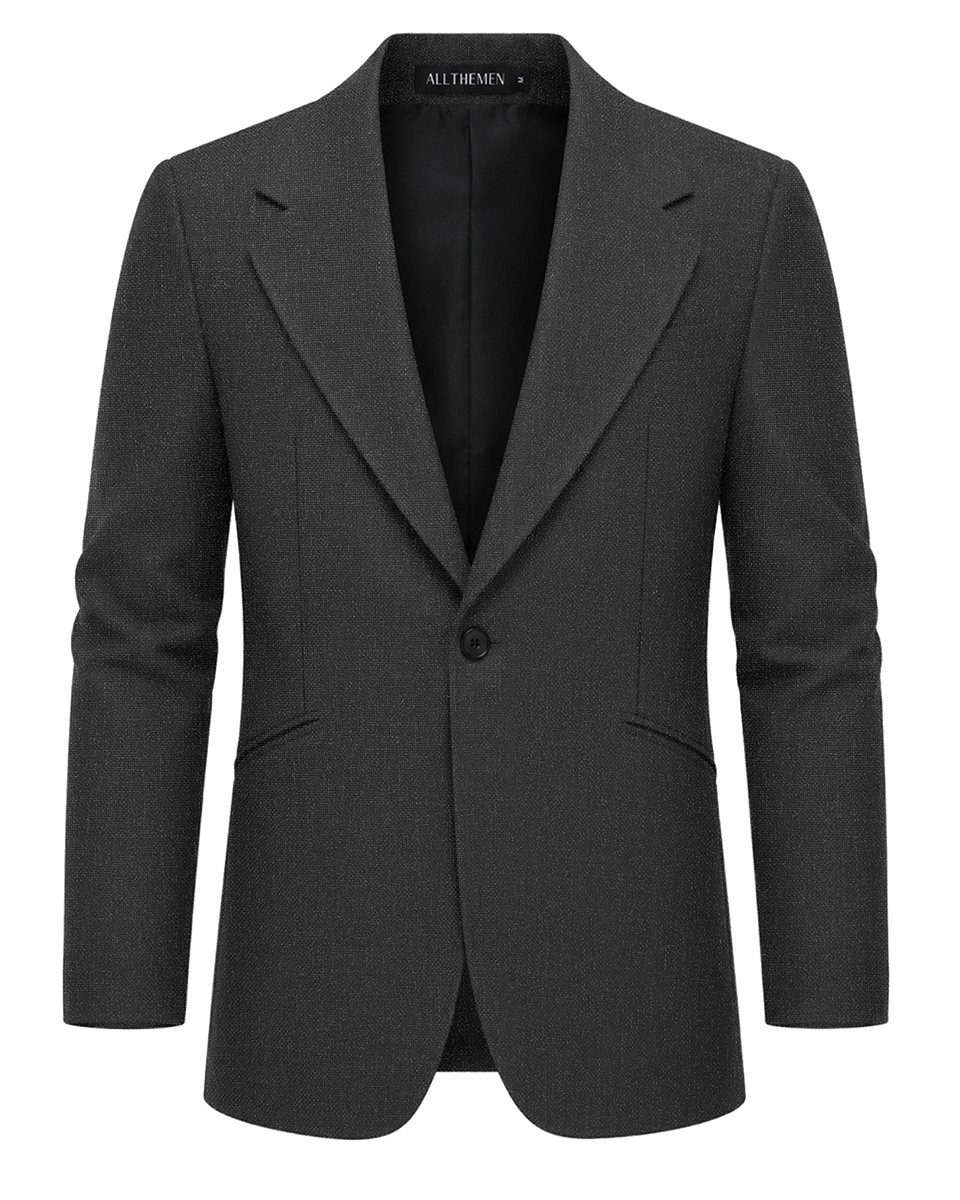 Allthemen Anzugsakko Herren Sakko mit Leinenoptik Ein-Knopf Slim Fit Anzug Blazer Business
