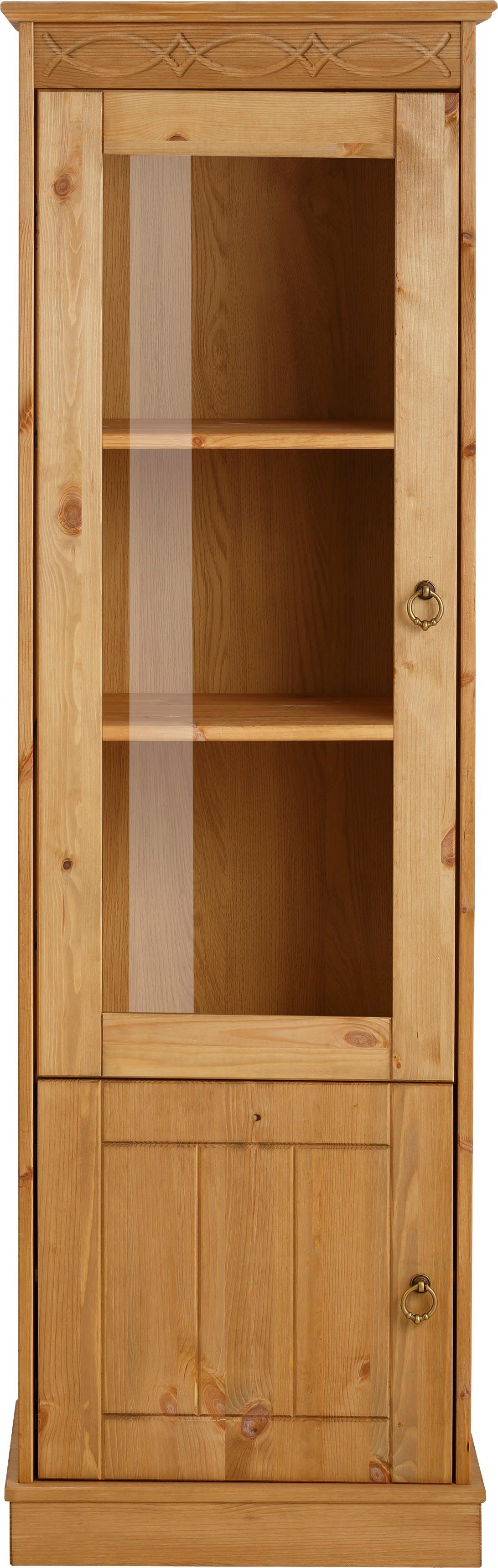 OTTO home Vitrine Indra aus massiver Kiefer, FSC®, 2trg., Höhe 145 cm, dezentes Ornament – Bild 5 von 5