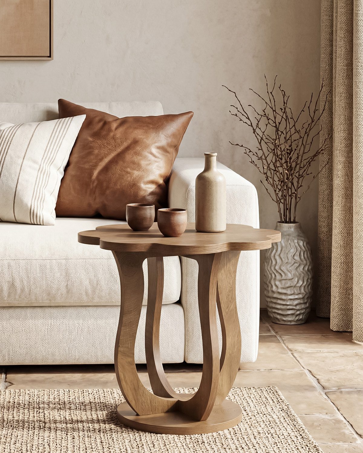 Tribesigns Beistelltisch Modern Blumenform Couchtisch mit Stauraum für, Kleiner Nachttisch