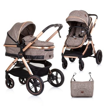 Chipolino Kombi-Kinderwagen Kinderwagen 2 in 1 Aspen, Wickeltasche Moskitonetz Schwenkräder Korb