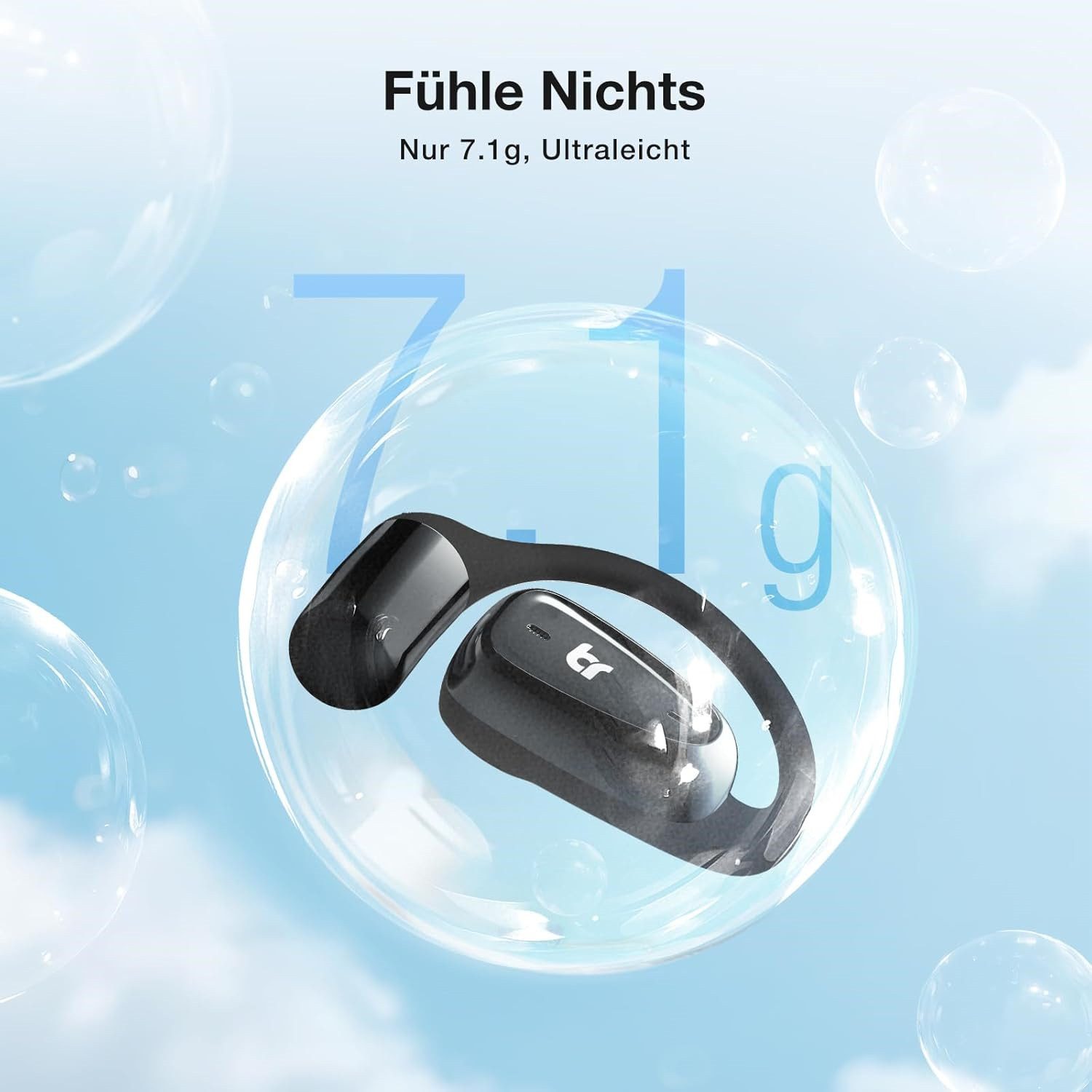 BLiTZWOLF BR-CT3 Bluetooth-Kopfhörer (Bluetooth, 0,7mm Ohrbügel, ENC Noise Cancelling, IPX7 Sportkopfhörer für Fitness)