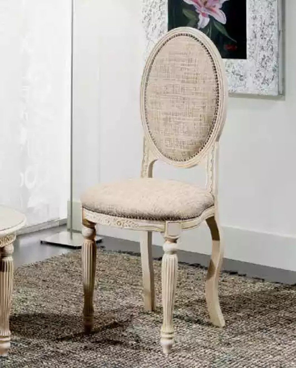 JVmoebel Esszimmerstuhl Polsterstuhl mit klassischem Design in Textil und Holzbeinen (1 St), Made in Europa
