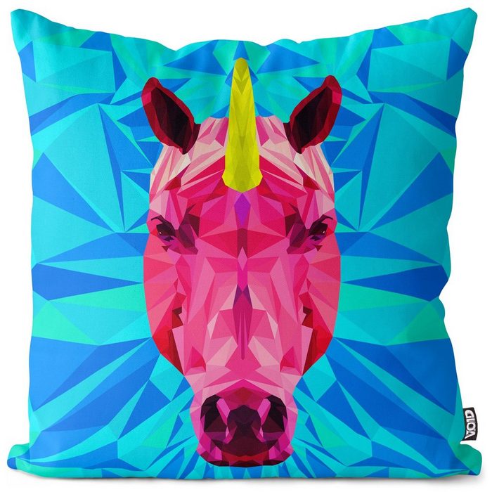 Kissenbezug VOID Sofa-Kissen Einhorn Polygon Unicorn Outdoor Indoor Tierpferd