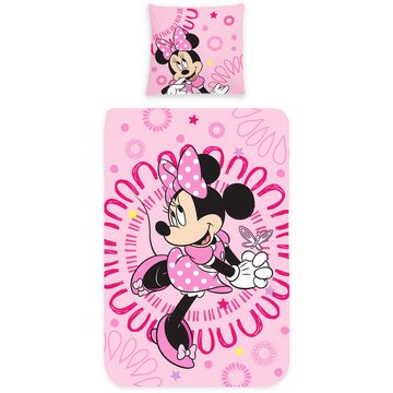 Kinderbettwäsche Minnie Mouse Bettwäsche Sweet Pink Biber / Flanell, BERONAGE, 100% Baumwolle, 2 teilig, 135x200 + 80x80 cm