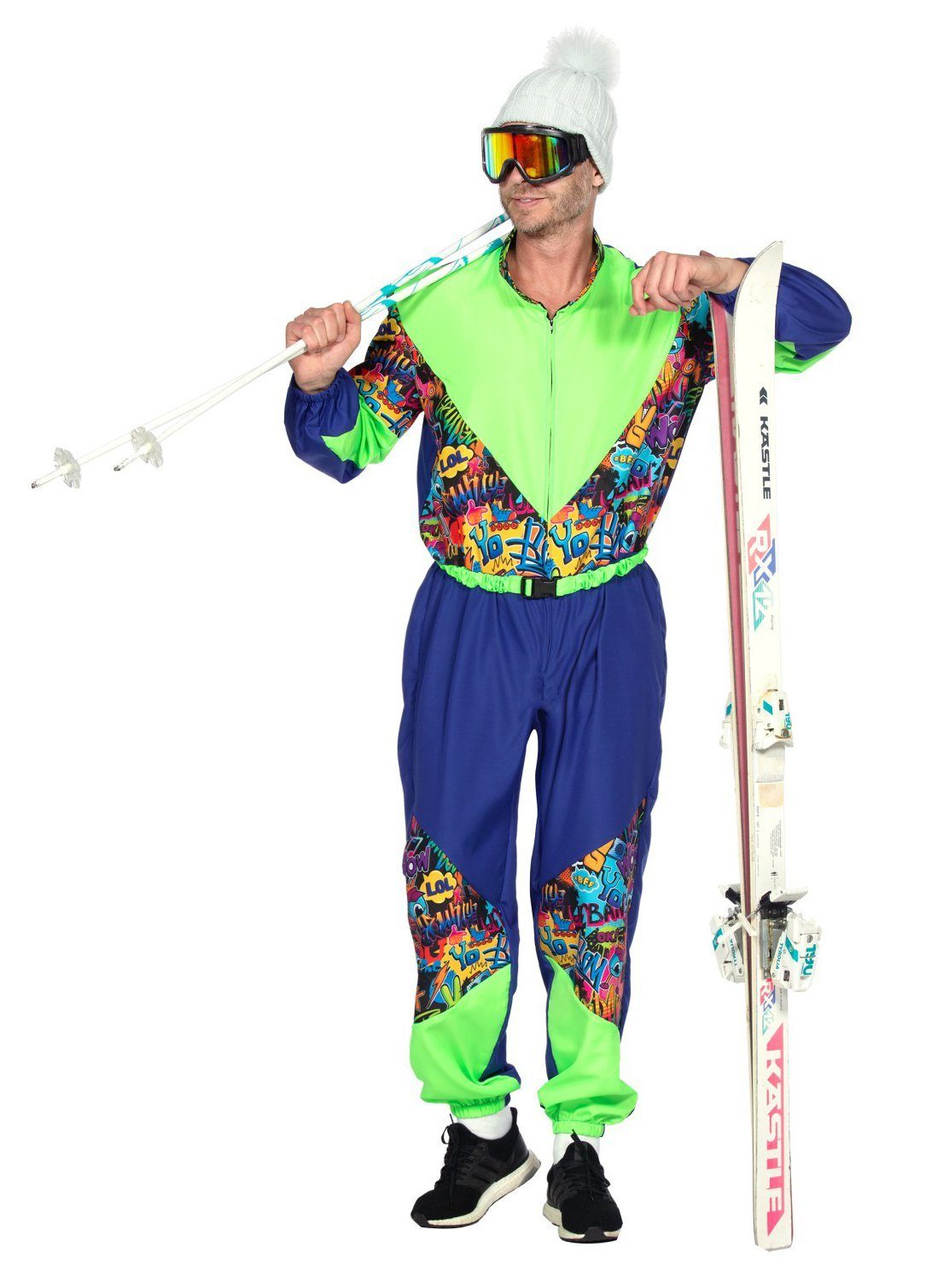 Kostüm 80er Ski Anzug Karneval Faschingskostüm Herren