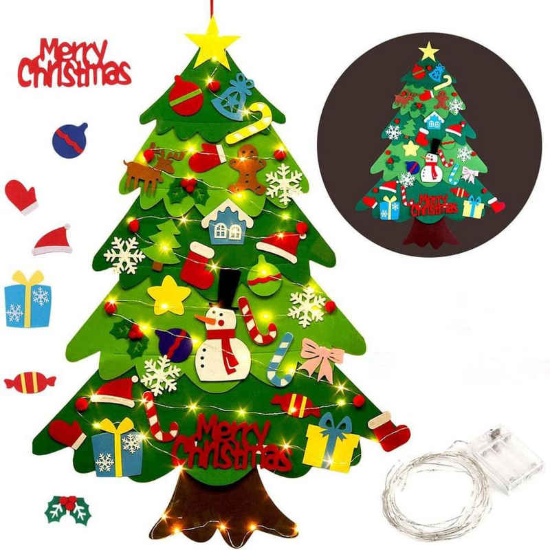 GelldG Weihnachtsbaumdecke Filz Weihnachtsbaum, DIY Weihnachtstür Wandbehang Dekorationen
