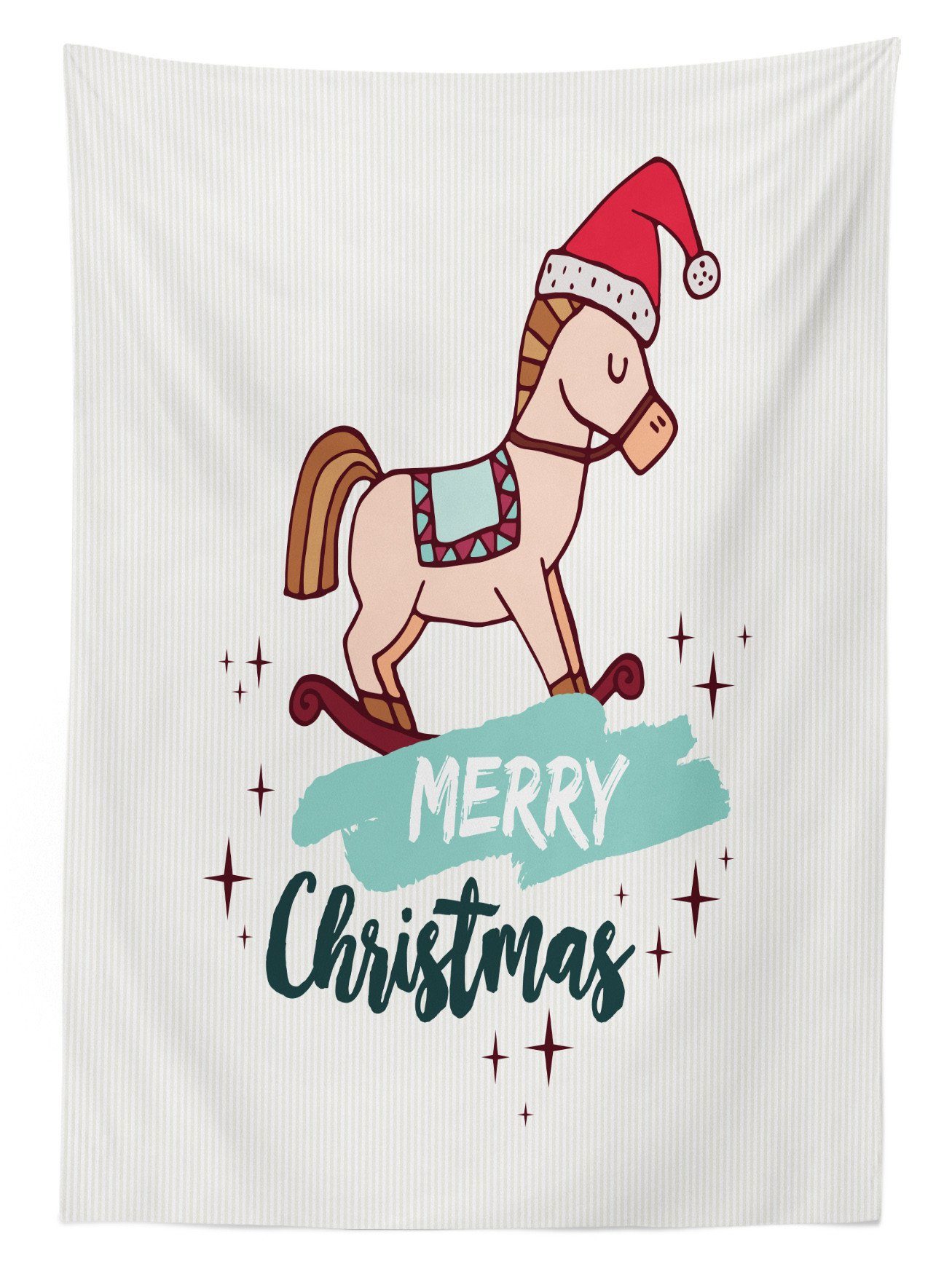 Weihnachten Cartoon Abakuhaus Für Bereich Farbfest Waschbar den Farben, Pferd Klare Holz Außen Noel geeignet Tischdecke