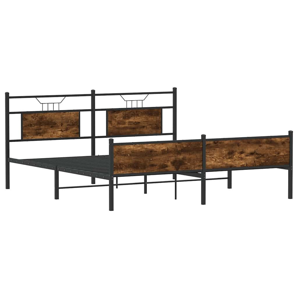 vidaXL Bett Metallbett ohne Matratze Räuchereiche günstig online kaufen