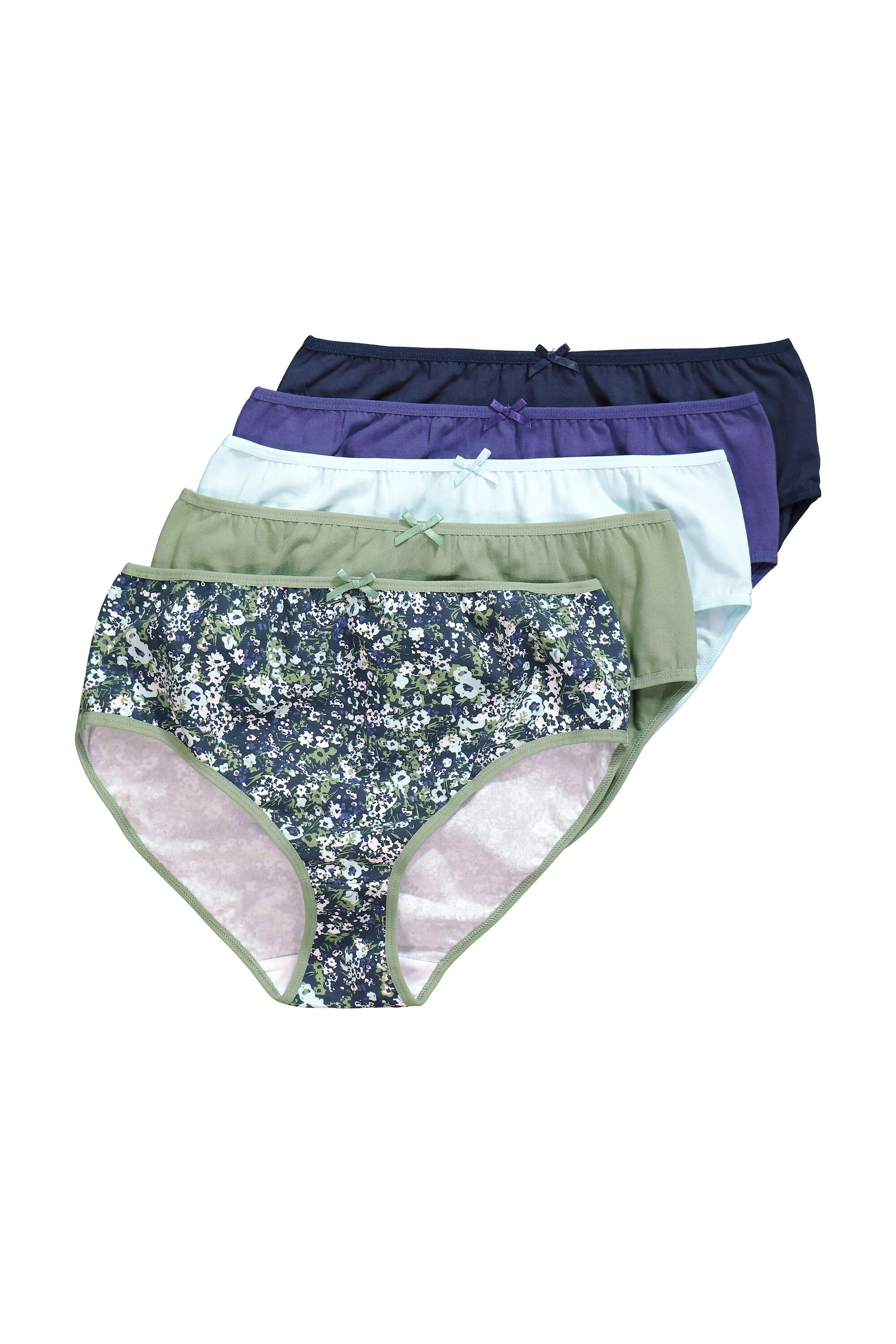 Slip Midislips 5er-Pack Blümchen/uni höher geschnitten
