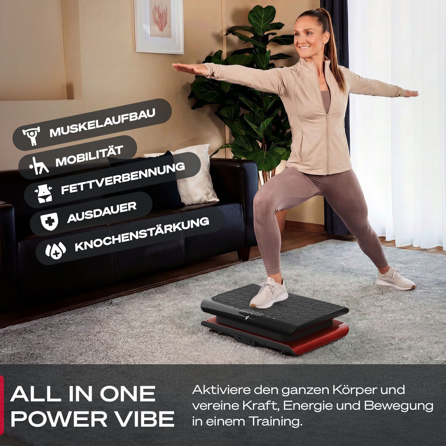 Sportstech Vibrationsplatte sVibe Lite, 200 W, 99 Intensitätsstufen