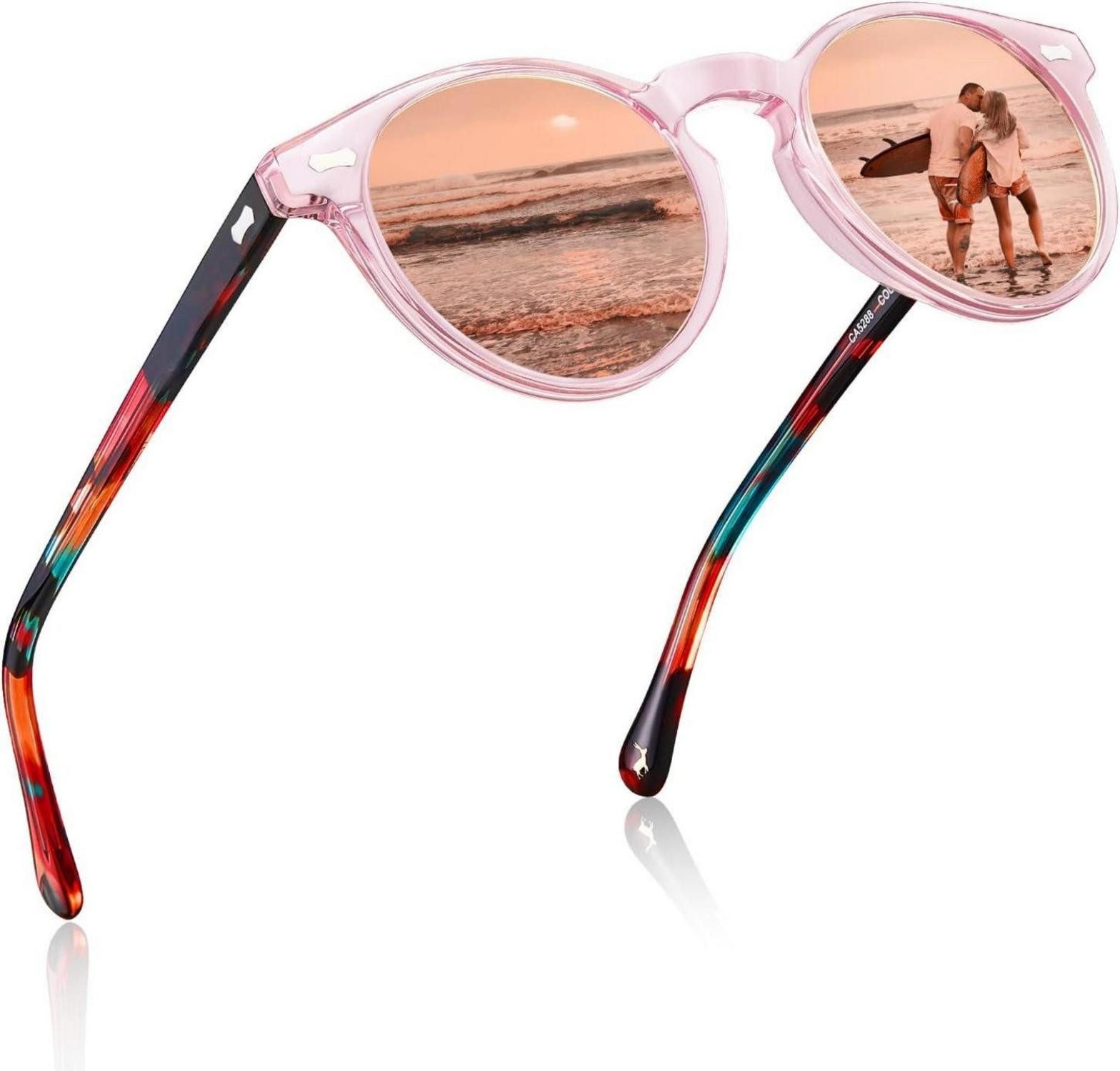 Retrosonnenbrille Runde polarisierte Sonnenbrille Damen UV400 Retro Gläser 48mm