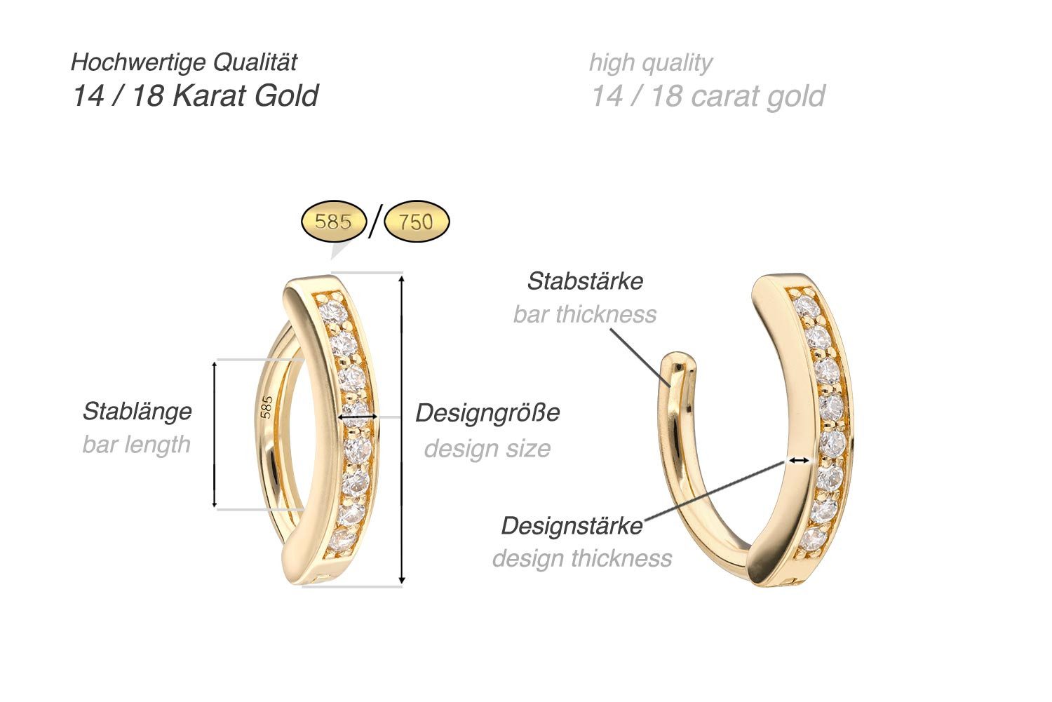 PIERCINGLINE Bauchnabelpiercing 14/18 Karat Gold Bauchnabelclicker BOGEN + günstig online kaufen