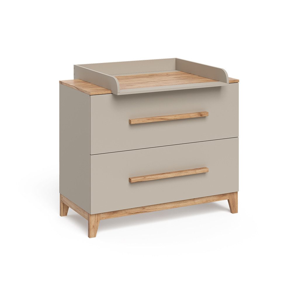 VitaliSpa® Wickelkommode Malia, Cashmere/Artisan, 108 x 98 cm mit 2 Schubladen