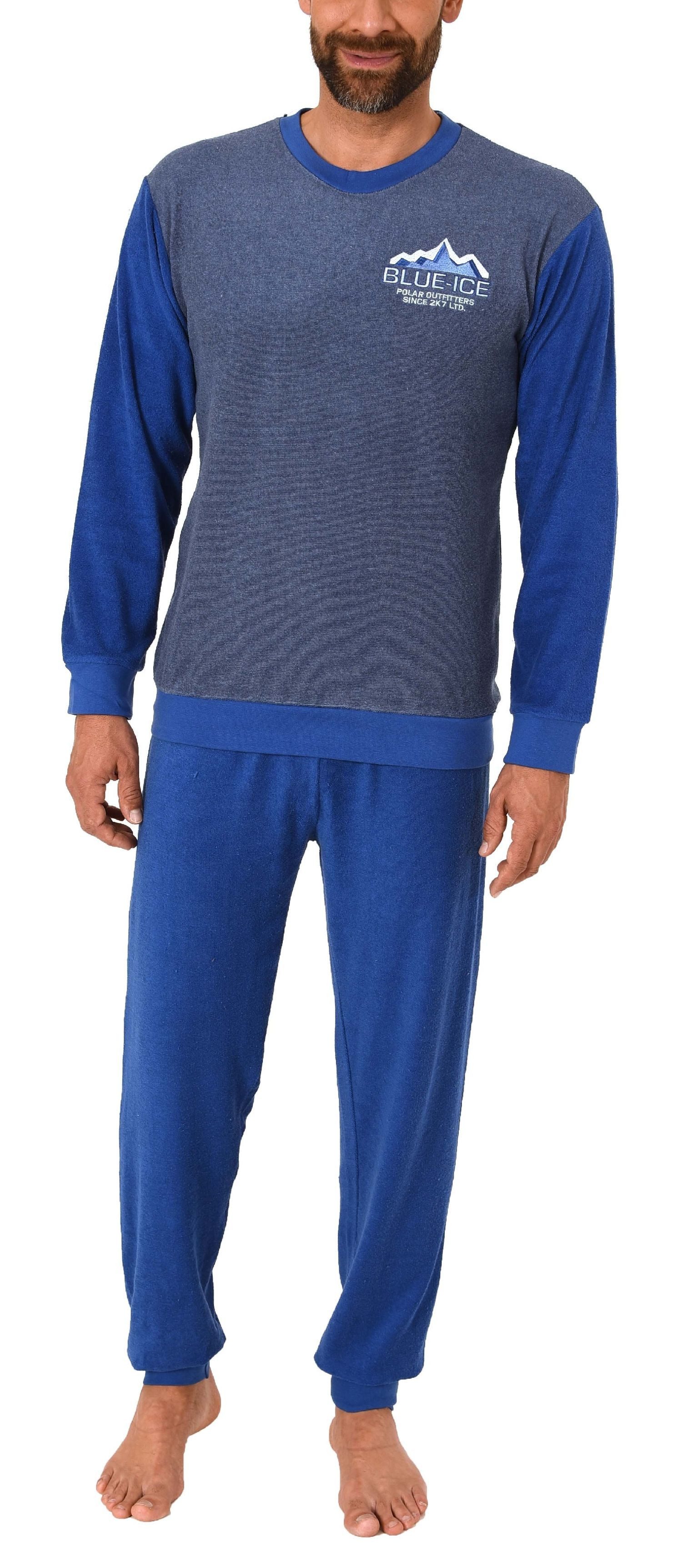 Pyjama Herren Frottee Pyjama langarm Schlafanzug mit Bündchen - 291 13 573