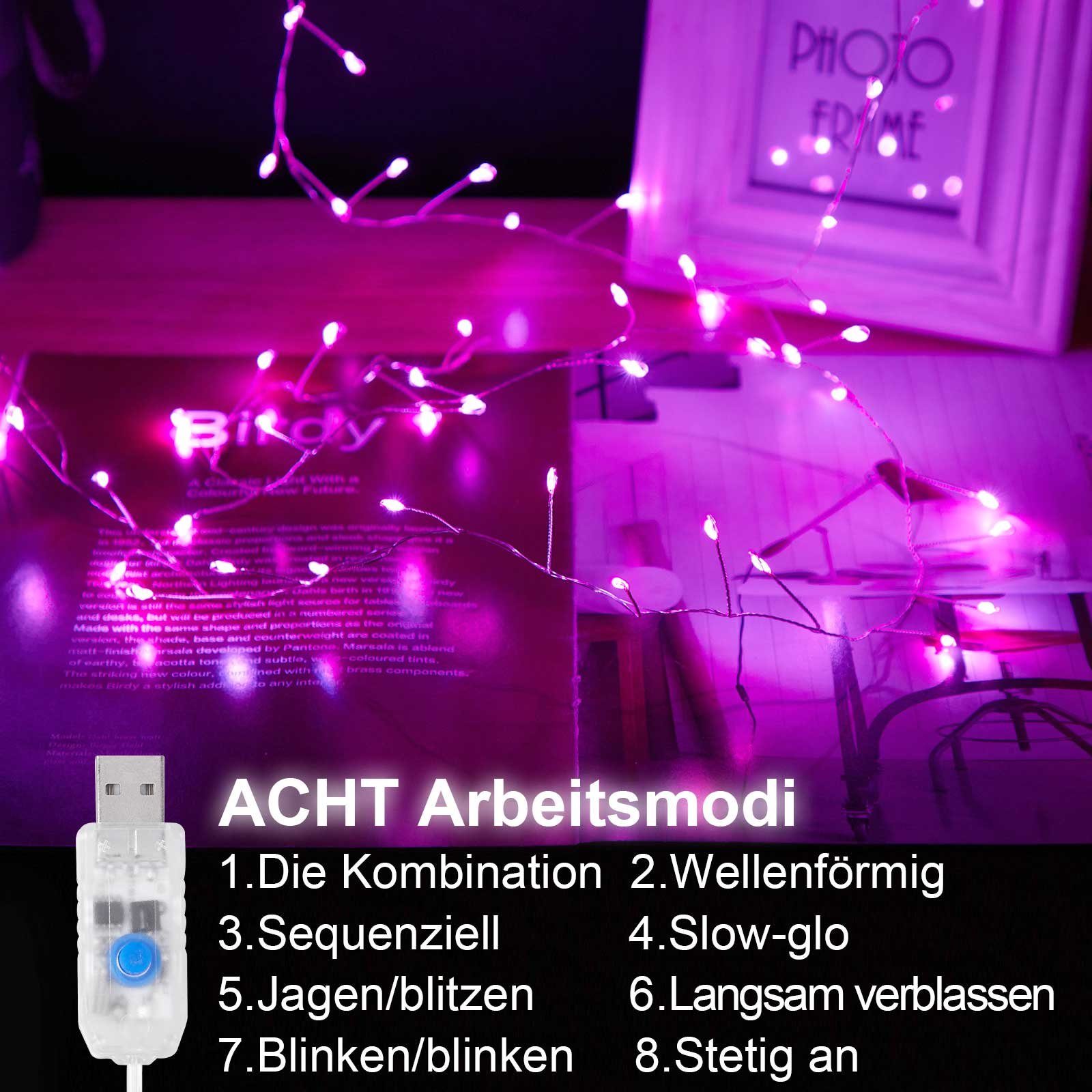 LED-Lichterkette für 3M/6M, dimmbar, Deko Weihnachten Rosnek wasserdicht, USB, Fest Garten Rosa Fernbedienung, Party, Timer, Hochzeit