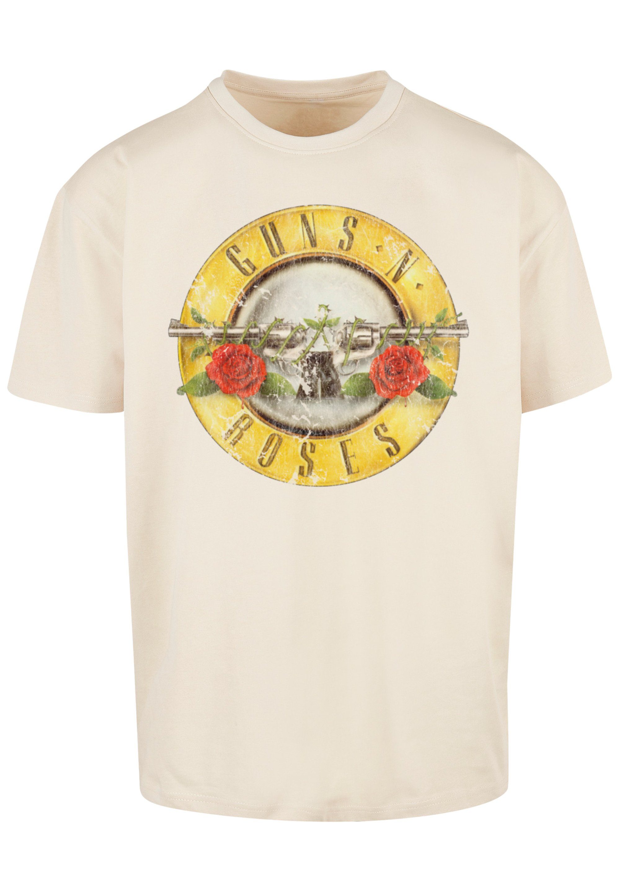 T-Shirt SIZE Roses Print Guns sand PLUS Vintage Black F4NT4STIC 'n' Classic Logo