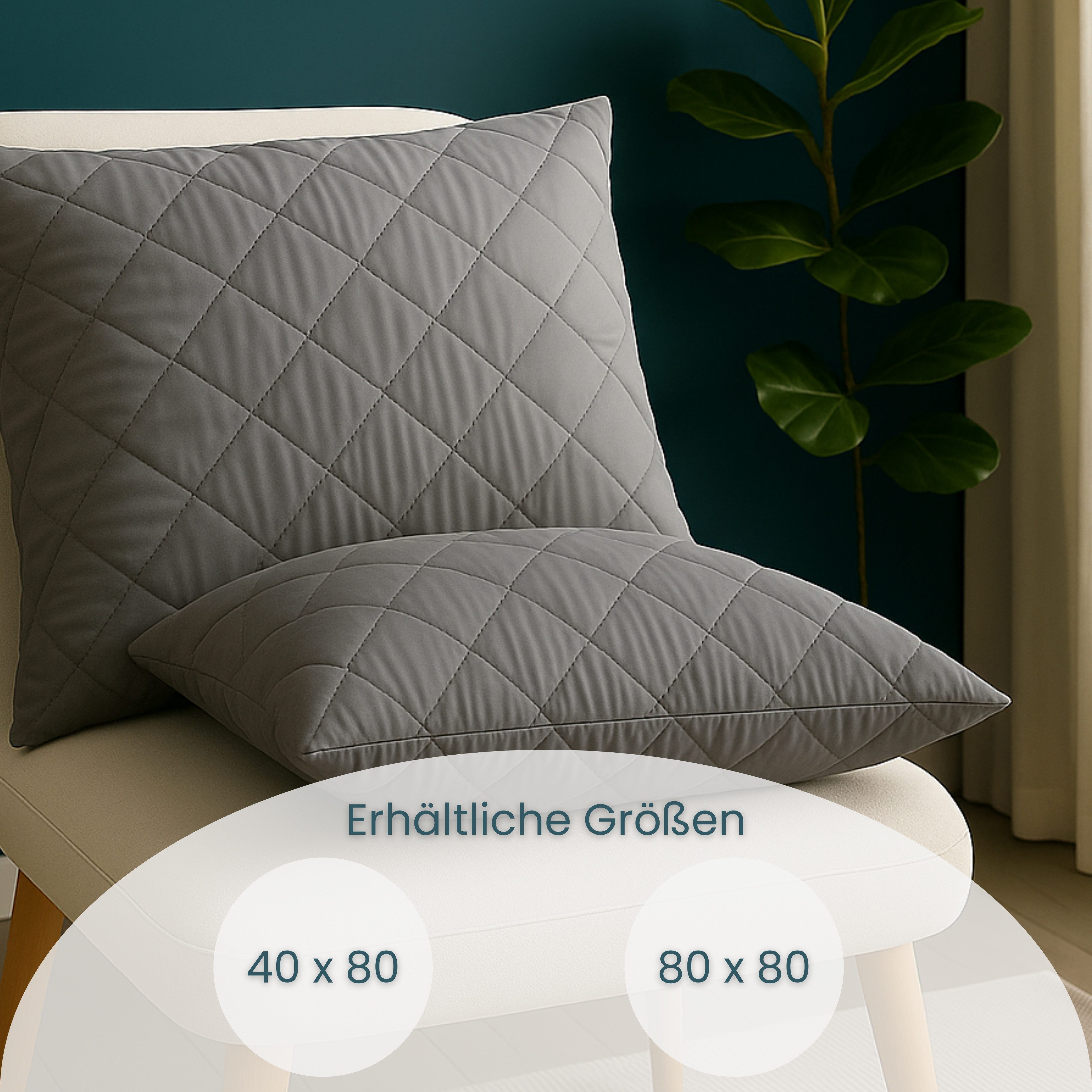 OTTO home Microfaserkissen Clarra, Kopfkissen 40x80 cm, 80x80 cm, Füllung: Polyester, Bezug: Polyester, Rückenschläfer, Seitenschläfer, Kissen in grau