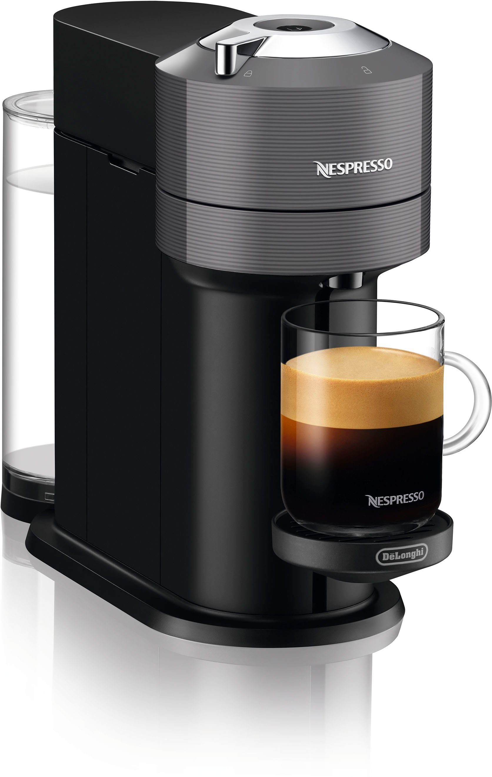 Nespresso Kapselmaschine Vertuo Next Bundle ENV 120.GYAE von DeLonghi, Dark  Grey, inkl. Aeroccino Milchaufschäumer im Wert von 75,- UVP