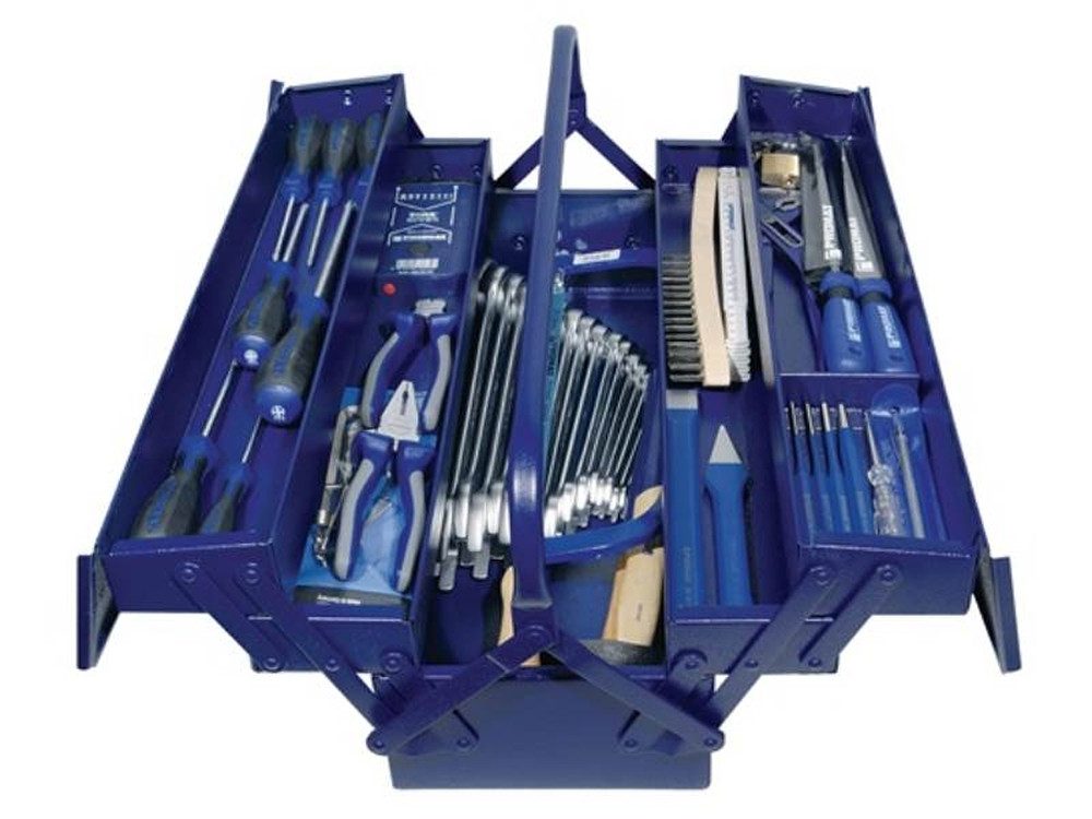 Spannungsprüfer Werkzeugsortiment 60-teilig im Stahlblechkasten inklusive Spannungspr