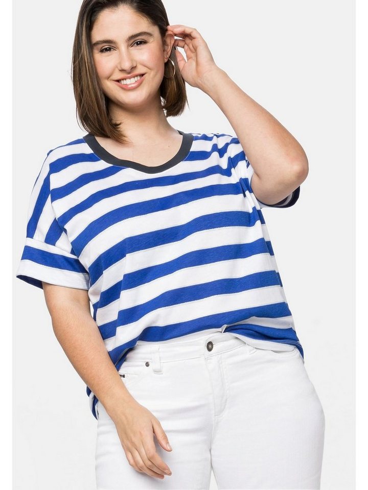 Sheego T-Shirt Große Größen mit Glitzergarn, in Oversize-Form