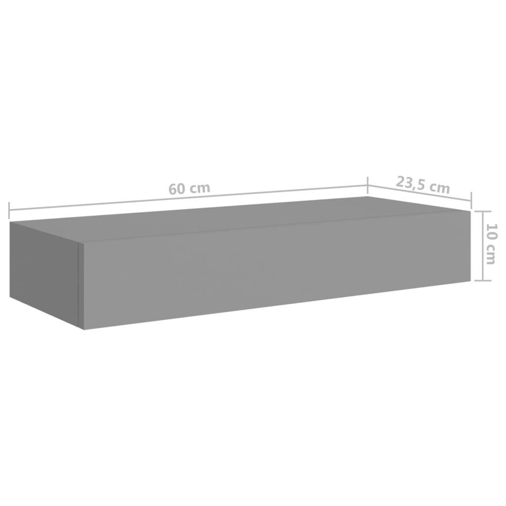 Grau cm Regal Wand-Schubladenregal vidaXL MDF 60x23,5x10