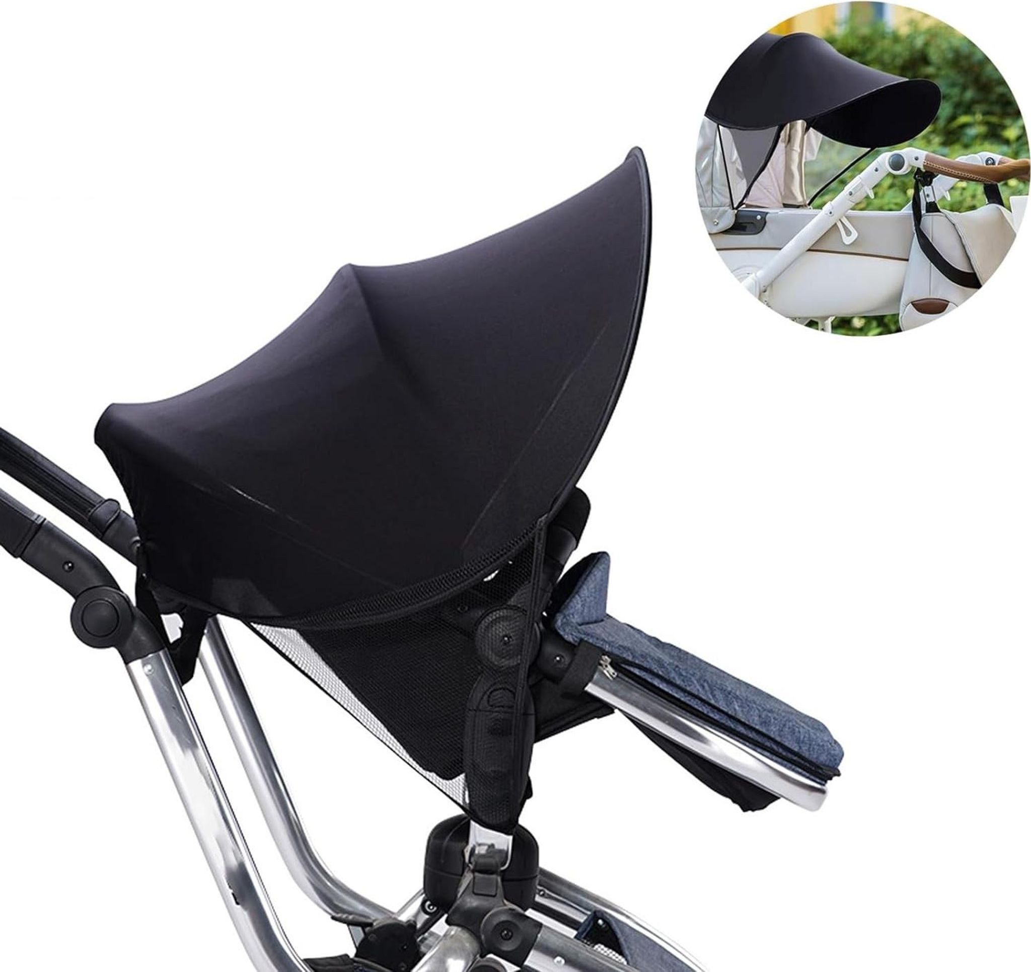 FELIXLEO Dreirad-Kinderwagen Universal Kinderwagen Sonnenschutz 70 x 70 cm UV Schutz Schwarz