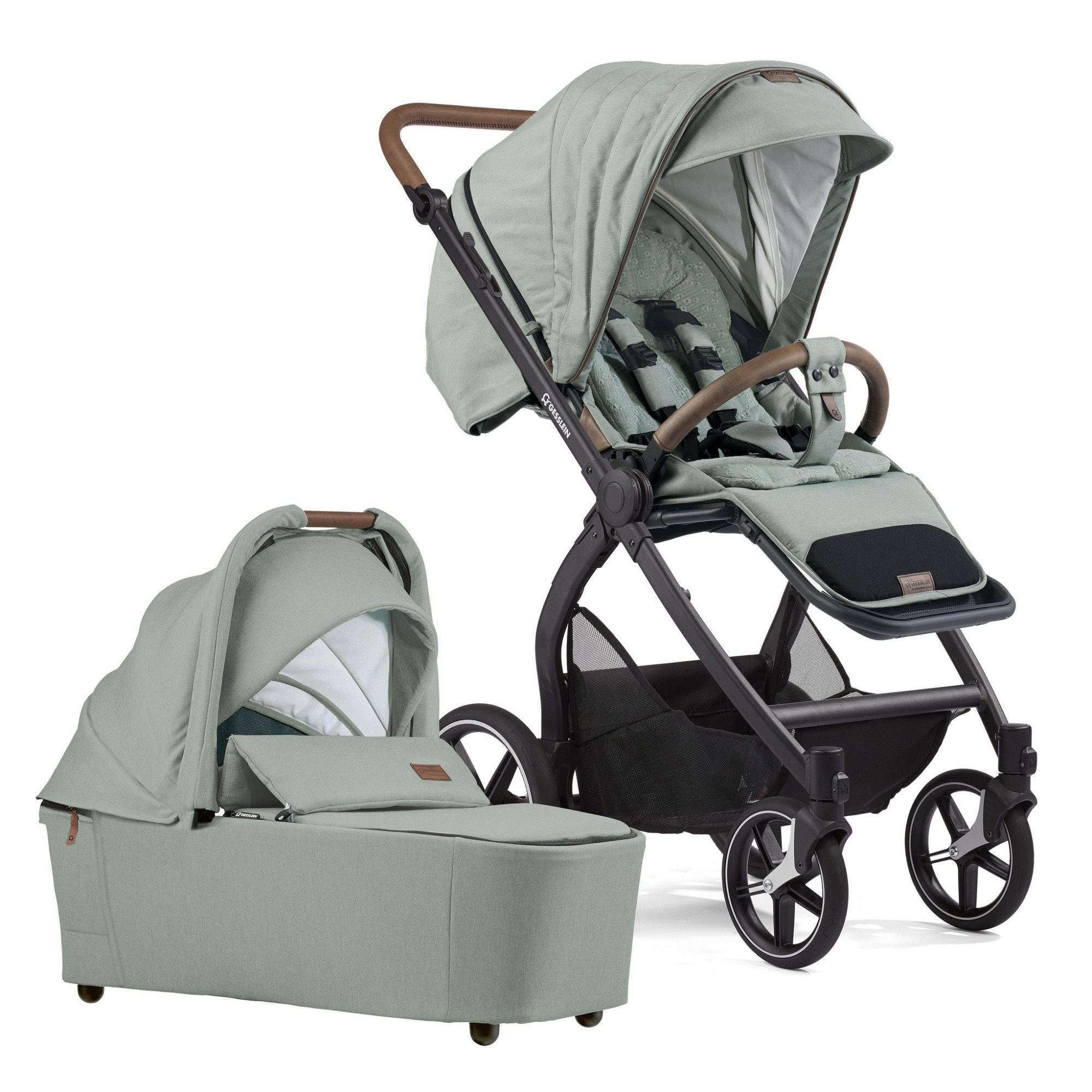 Gesslein Kombi-Kinderwagen Gesslein FX4 Swing 2in1 Kinderwagen-Set inkl. Babywanne Panorama Lyx