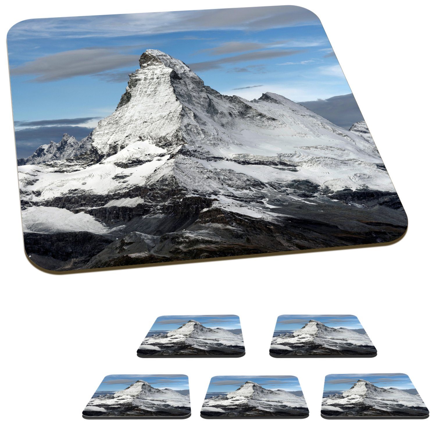 Glasuntersetzer, Wolken Gläser, Untersetzer, MuchoWow dem für Matterhorn Tasse Zubehör in über der 6-tlg., Glasuntersetzer Tischuntersetzer, Schweiz, Korkuntersetzer,