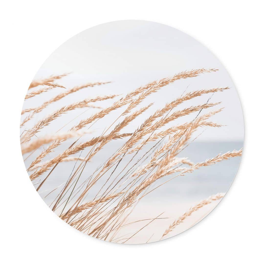 K&L Wall Art Poster Wandbild Poster Rund Küche Blumen Landschaft Boho Deko Dünengras, Wohnzimmer Fotokunst modern