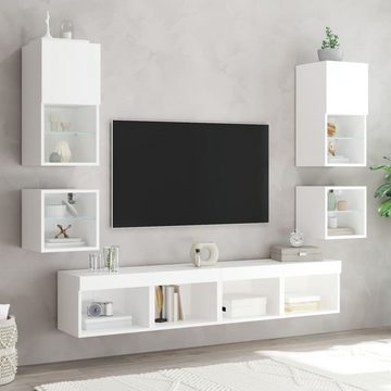 vidaXL TV-Schrank Wand-Nachttisch mit LED-Leuchten Weiß (1-St)