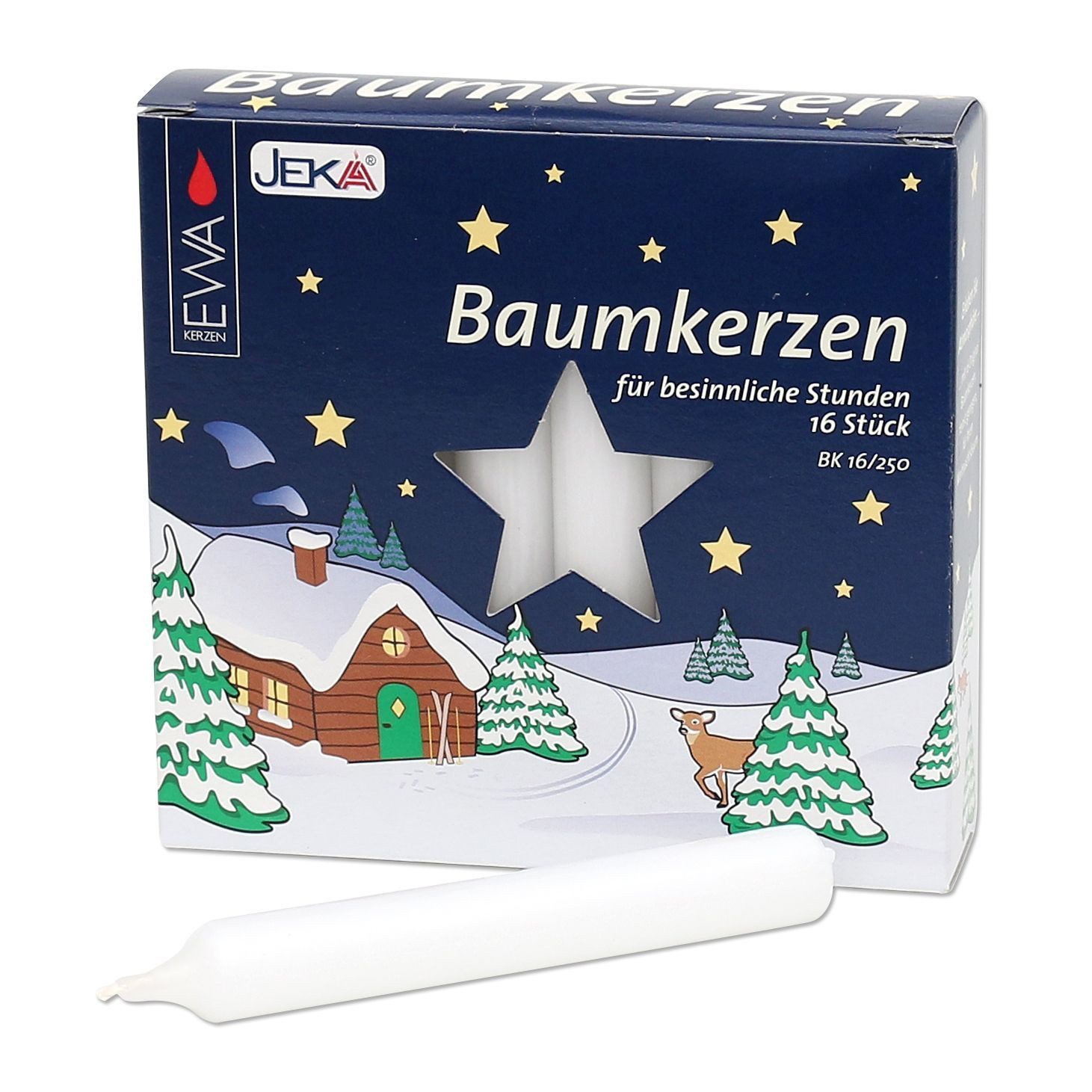 Ebersbacher Kerzenfabrik Duftkerze 1 Päckchen Baumkerzen Ø 14 mm Länge 115 mm - 16 / 250 - Weiss