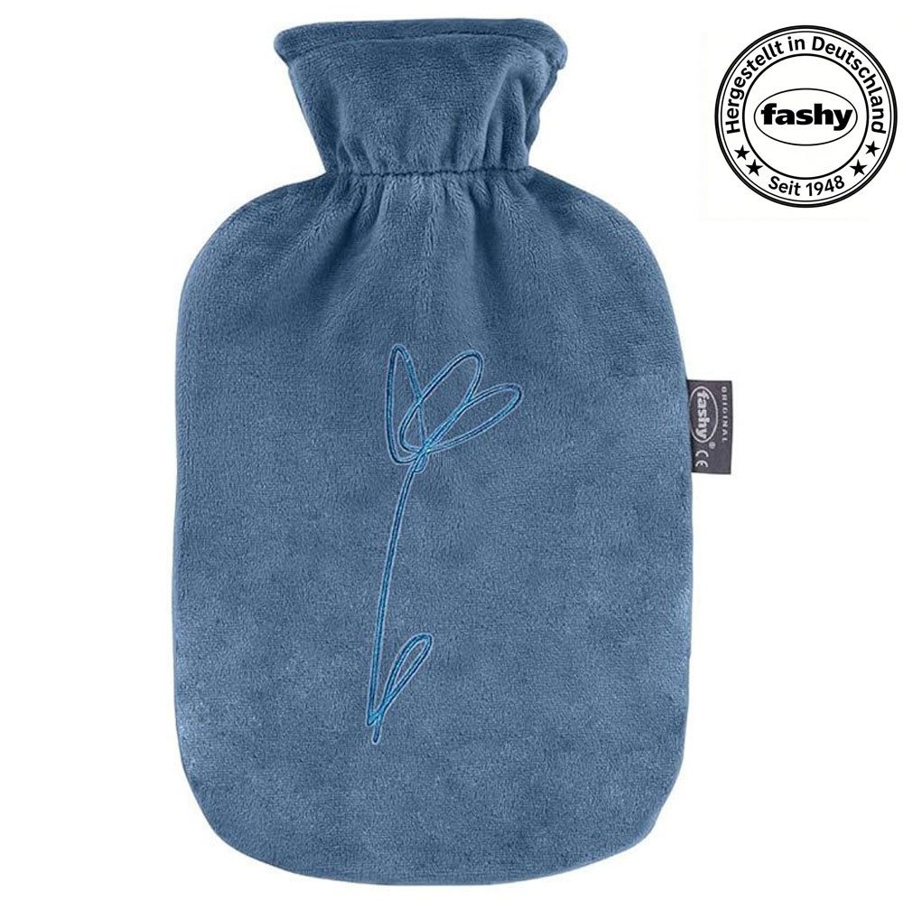 Fashy Wärmflasche Fashy Wärmflasche 2,0L mit Plüschbezug mit gesticktem Dutch Iris