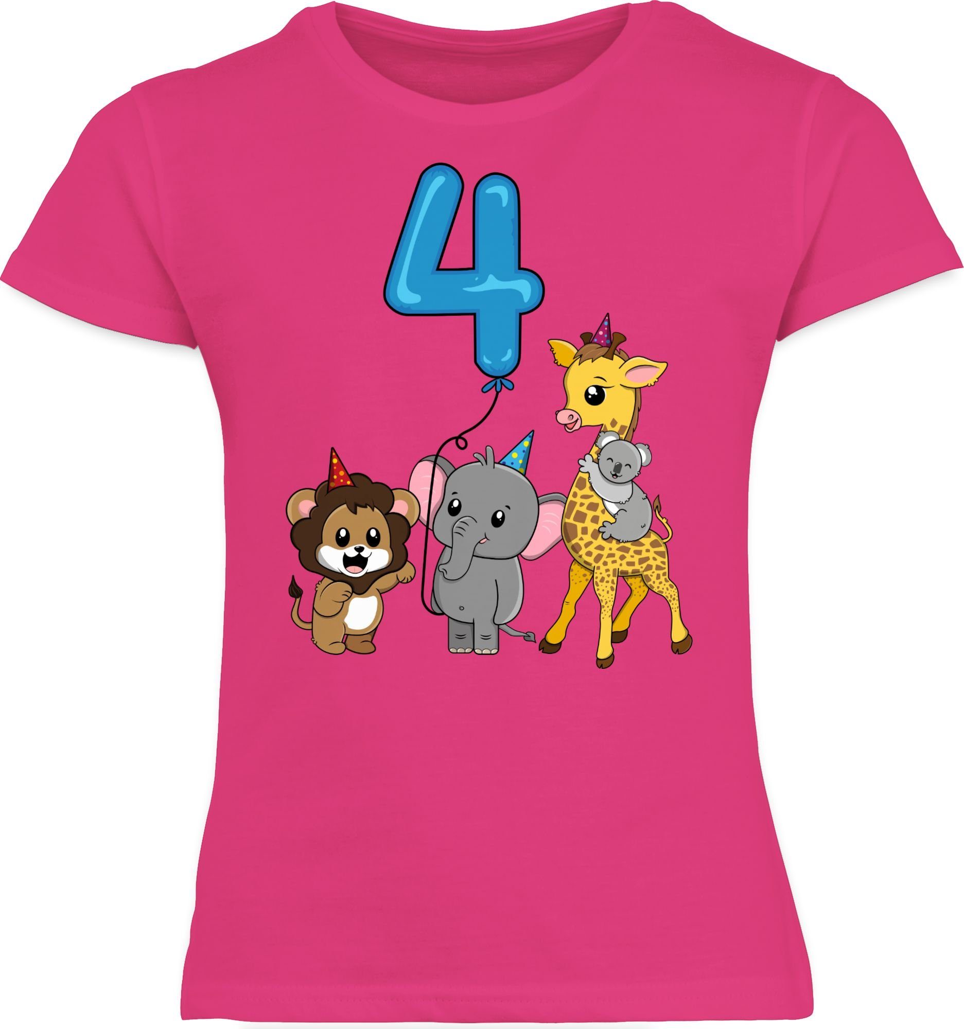 mit 4. Shirtracer Fuchsia Vierter Geburtstag T-Shirt Tiere Ballon 1