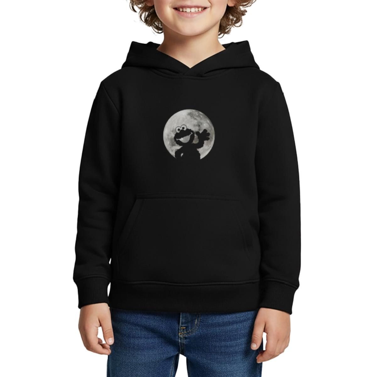 Spreadshirt Hoodie Sesamstraße Elmo Im Vollmond Kinder Premium Hoodie (1-tlg)