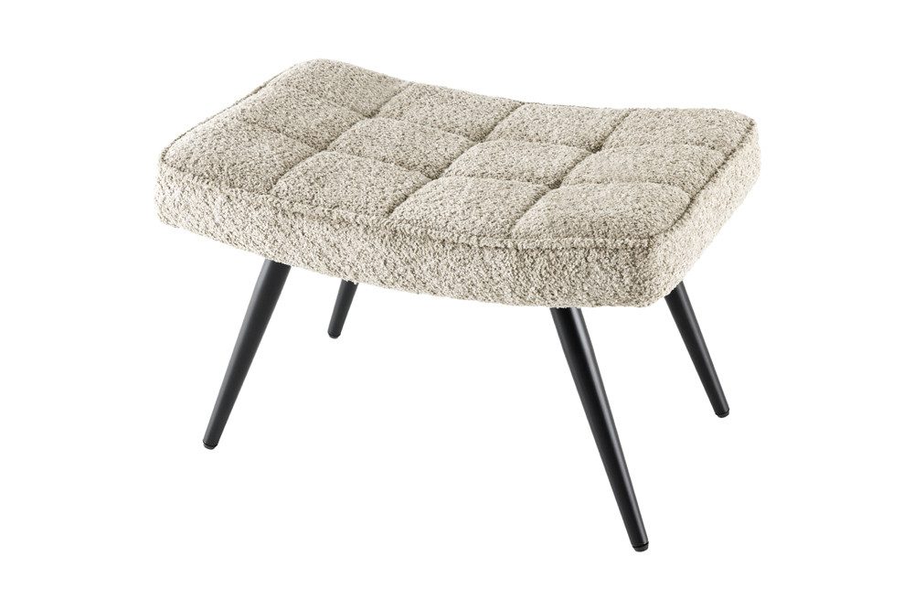 riess-ambiente Fußhocker SCANDINAVIA champagner greige / schwarz (Einzelartikel, 1 St), Wohnzimmer · Bouclé · Metall · Scandinavian Design