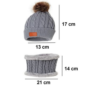 Lubgitsr Mütze & Schal Kinder Wintermütze Beanie Hut mit Schal Set Slouchy Strickmütze Warme (1-tlg)