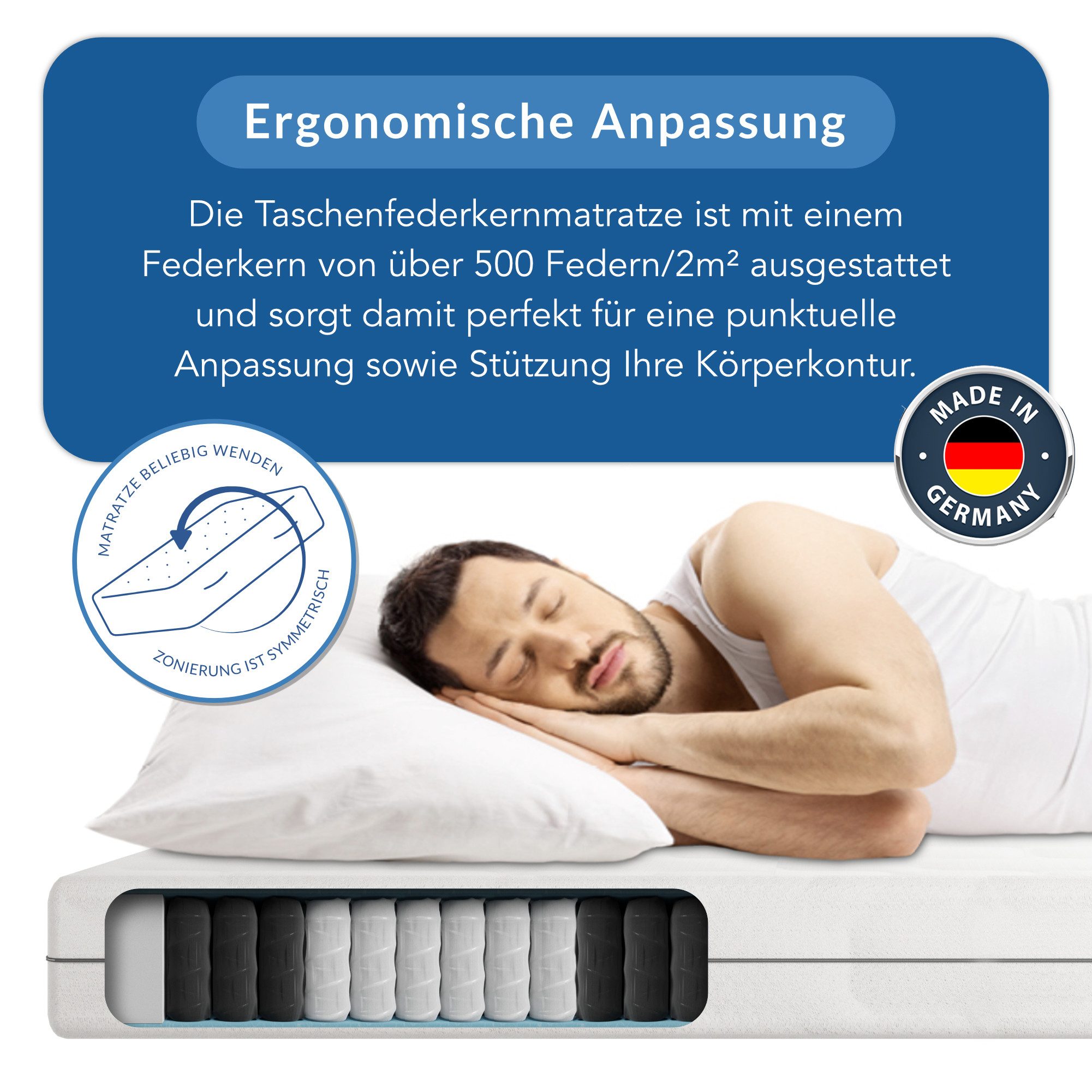 Taschenfederkernmatratze Ortho Medic TFK Matratze 90 x 200 cm H4, BMM, 21 c günstig online kaufen