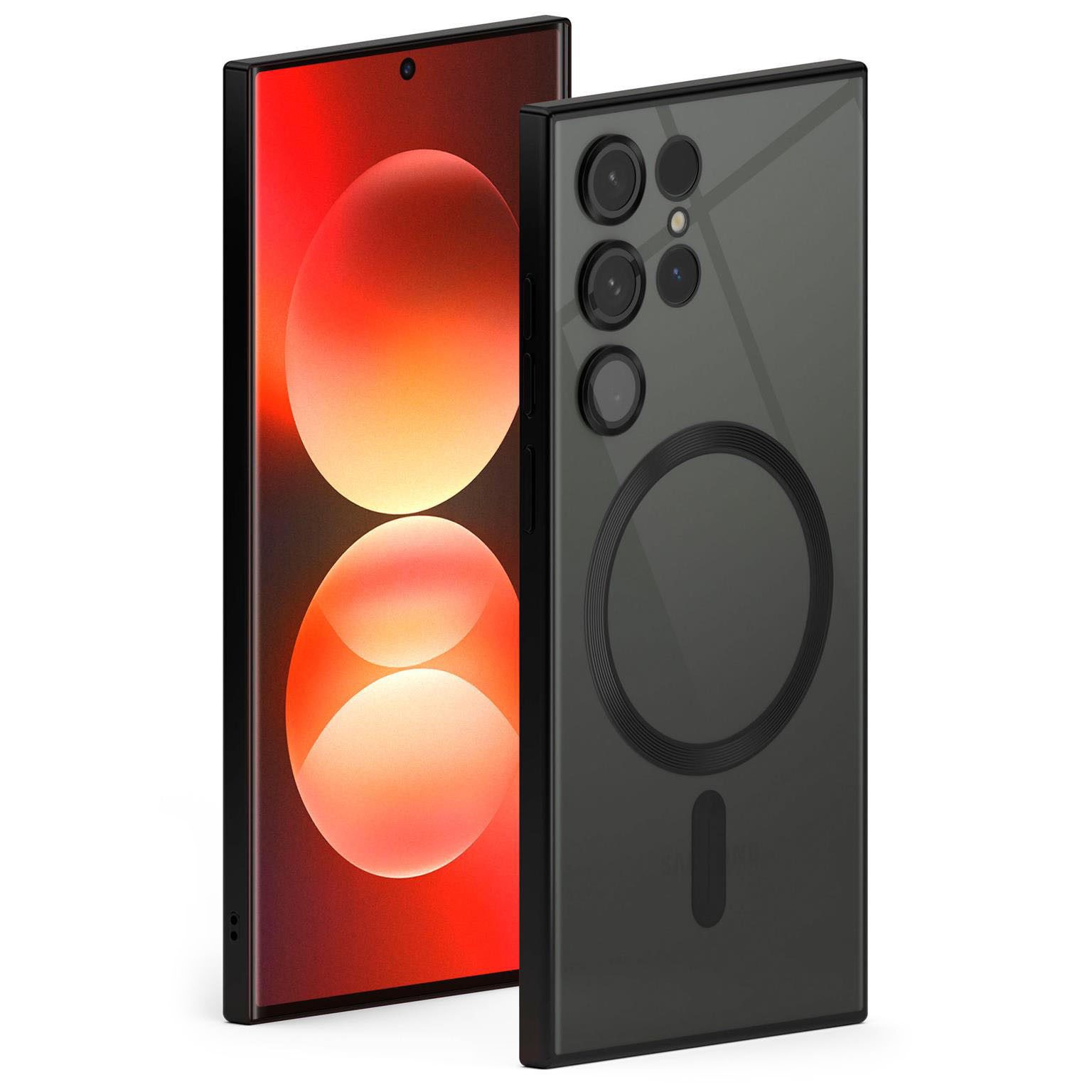 ONEFLOW Handyhülle für Samsung Galaxy S24 Ultra Hülle MagSafe Cover Aura Case Schwarz, Handy Schutz Hülle Silikon Case Back Cover durchsichtig Schutzhülle