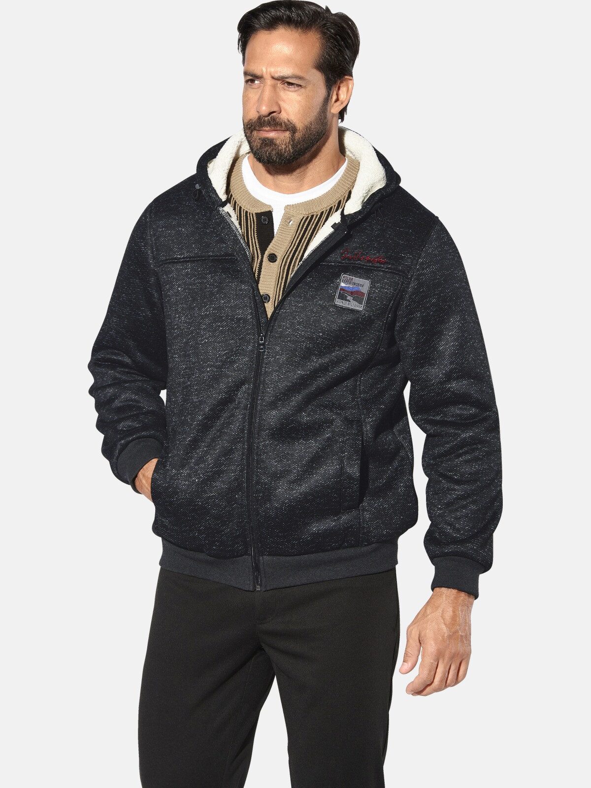 Jan Vanderstorm Kapuzensweatjacke MIKRIKSON mit verstellbarer Kapuze günstig online kaufen