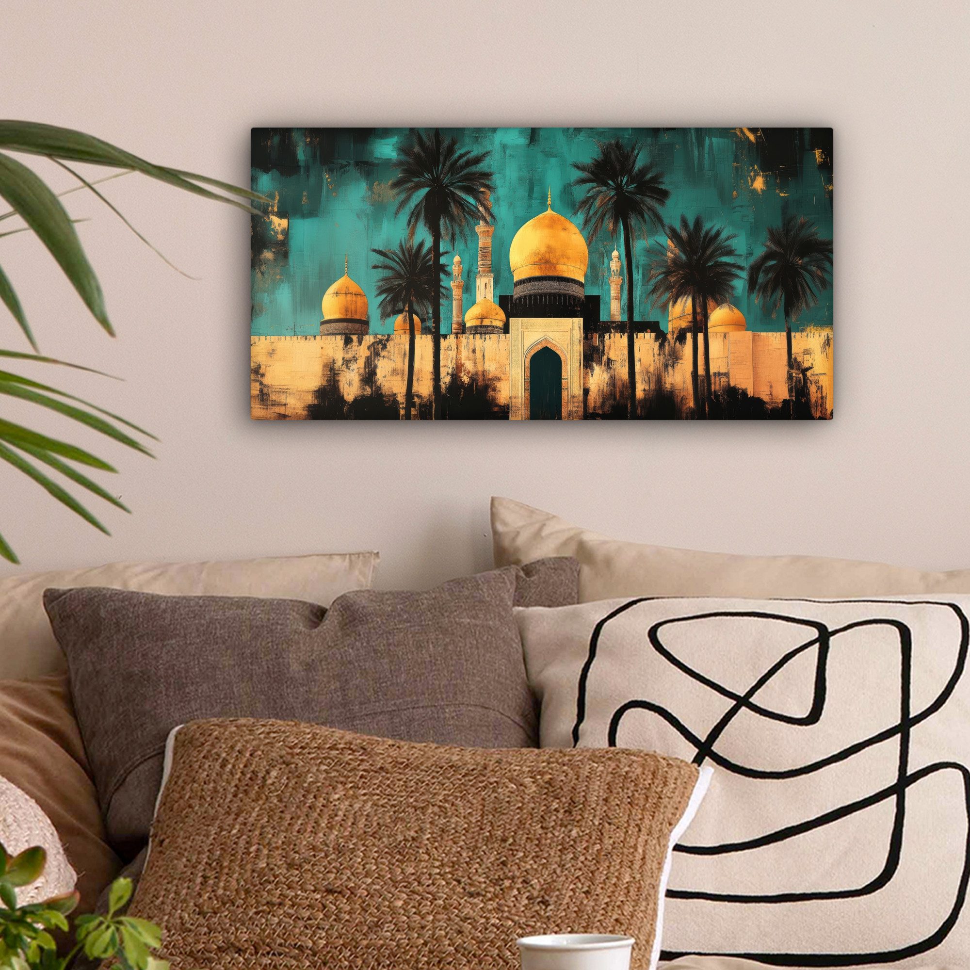 OneMillionCanvasses® Leinwandbild Panorama Moschee - Gold - Arabisch - Isla günstig online kaufen