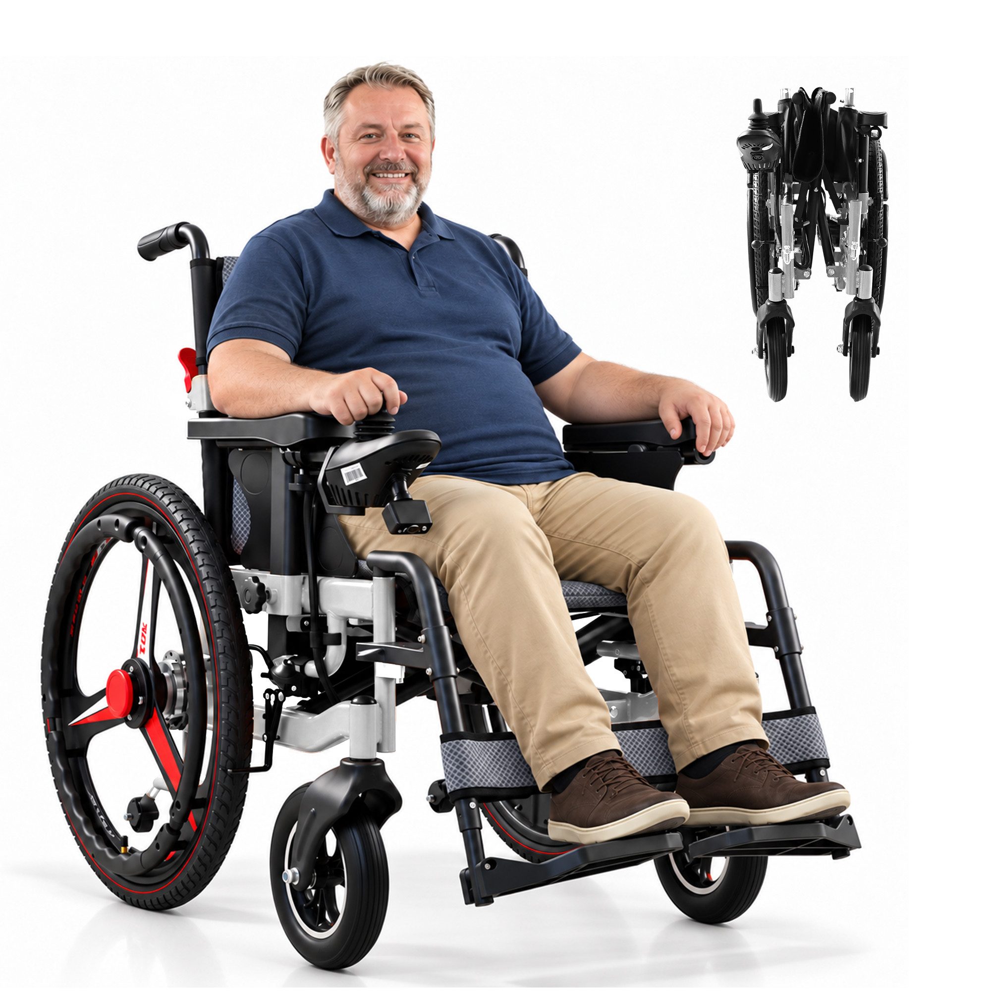 Vankel Elektrorollstuhl Faltbarer Elektrorollstuhl 288Wh Akku 15-20km 120kg 6km/h Joystick, Herausnehmbarer Akku LCD Display Elektrische Bremse Kippschutzrollen