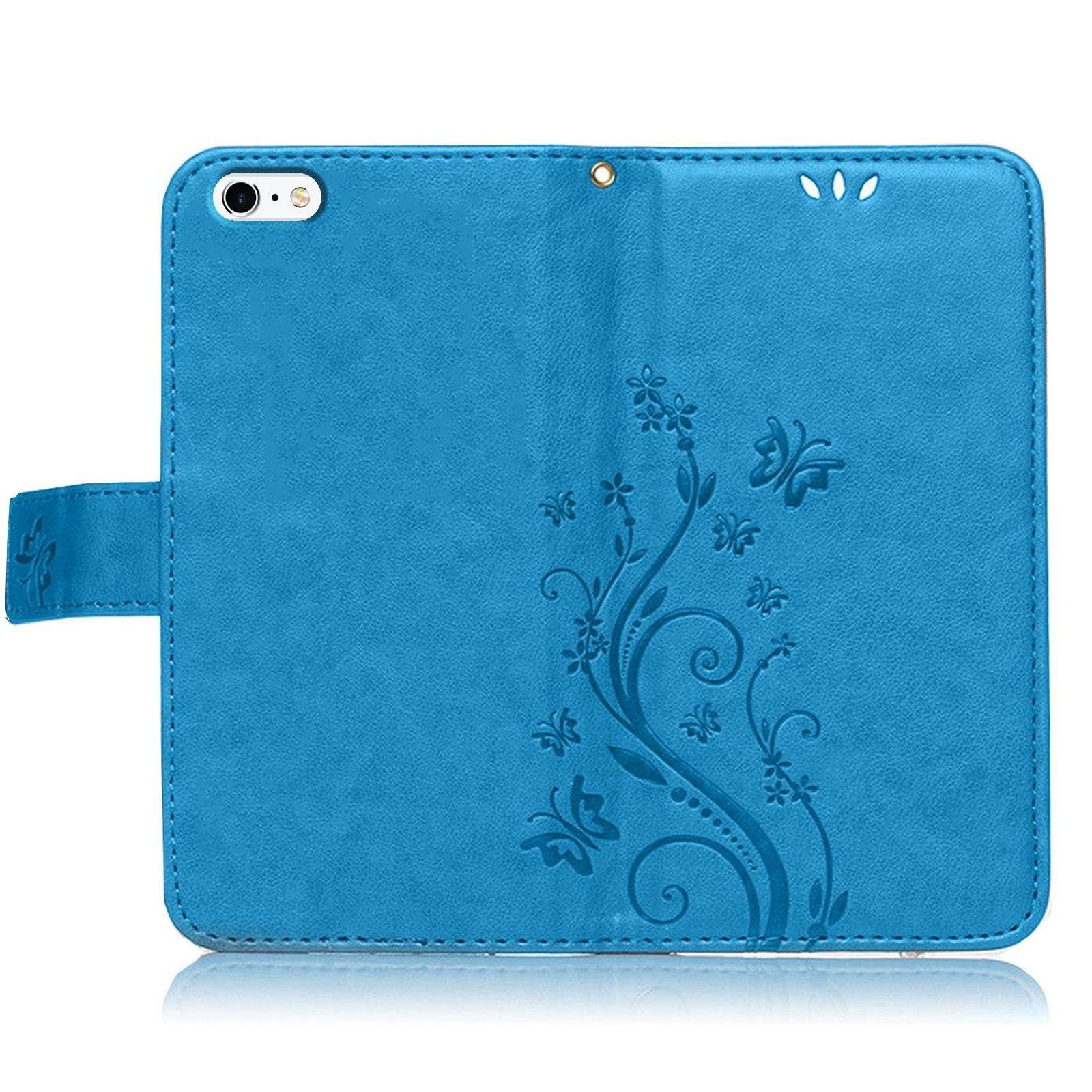 Numerva Handyhülle Bookstyle Flower für Apple Iphone 6, Handy Tasche Schutzhülle Klapphülle Flip Cover mit Blumenmuster
