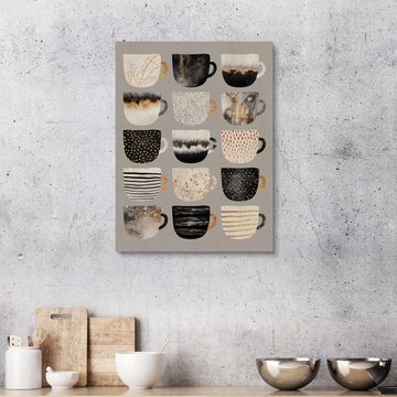 Posterlounge Holzbild Elisabeth Fredriksson, Pretty Coffee Cups Grey, Küche Skandinavisch Illustration