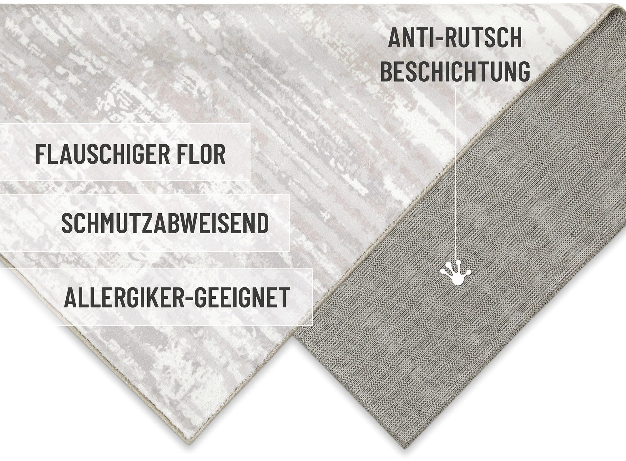 Wecon home Badematte Mauri, Höhe 5 mm, Polyester, rechteckig, Vintage Design, waschbar, rutschfest, schnell trocknend, Badteppich