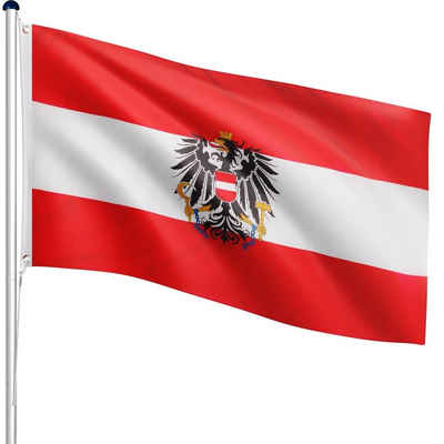 FLAGMASTER Fahne FLAGMASTER® Aluminium Fahnenmast 6,5m,Komplettset (Mast + Fahne), 5-fach höhenverstellbar, 29 Verschiedene Fahnen zur Wahl